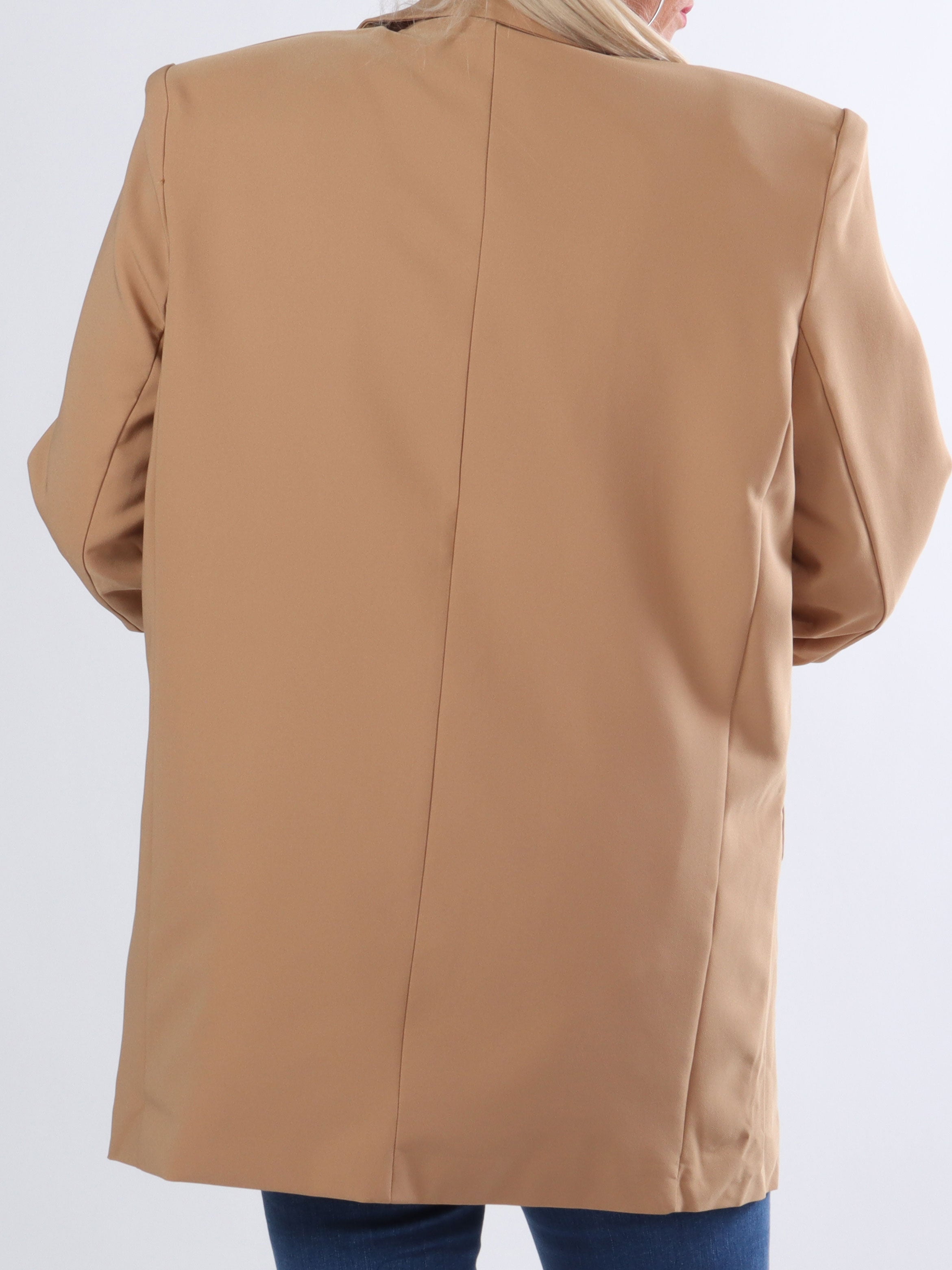 Mindy - Ensfarvet blazer med 3/4 ærmer